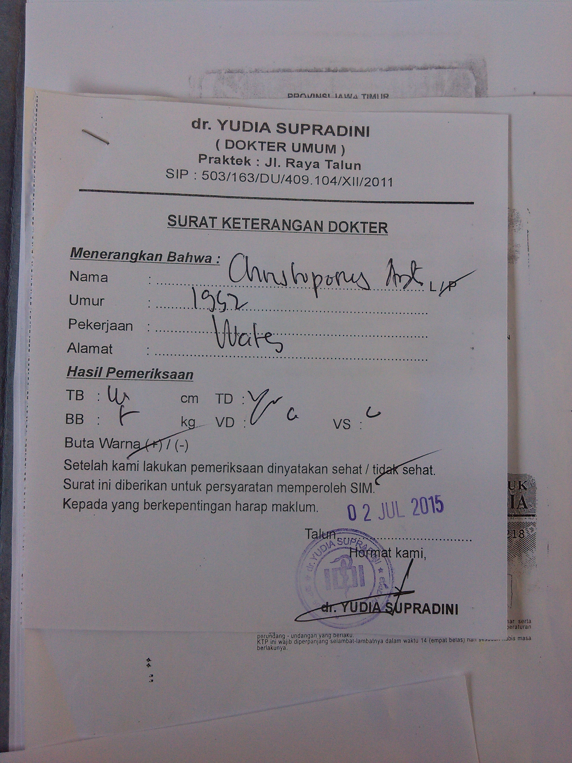 32 Surat Keterangan Sehat Perpanjang Sim Contoh Surat Ide | Images And ...