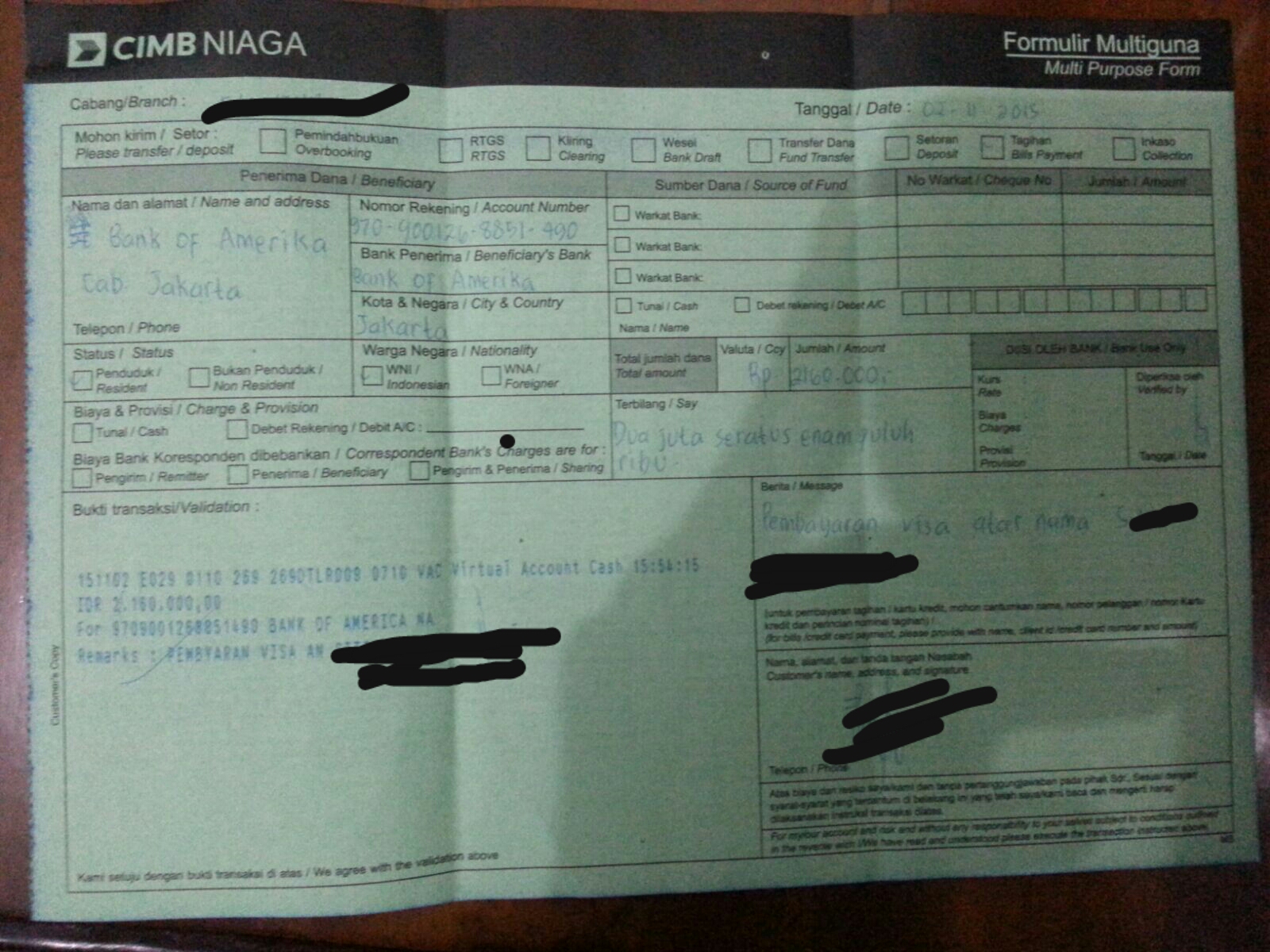 Bayar Visa Amerika Bisa Di Cimb Niaga Lho Kompasiana Com