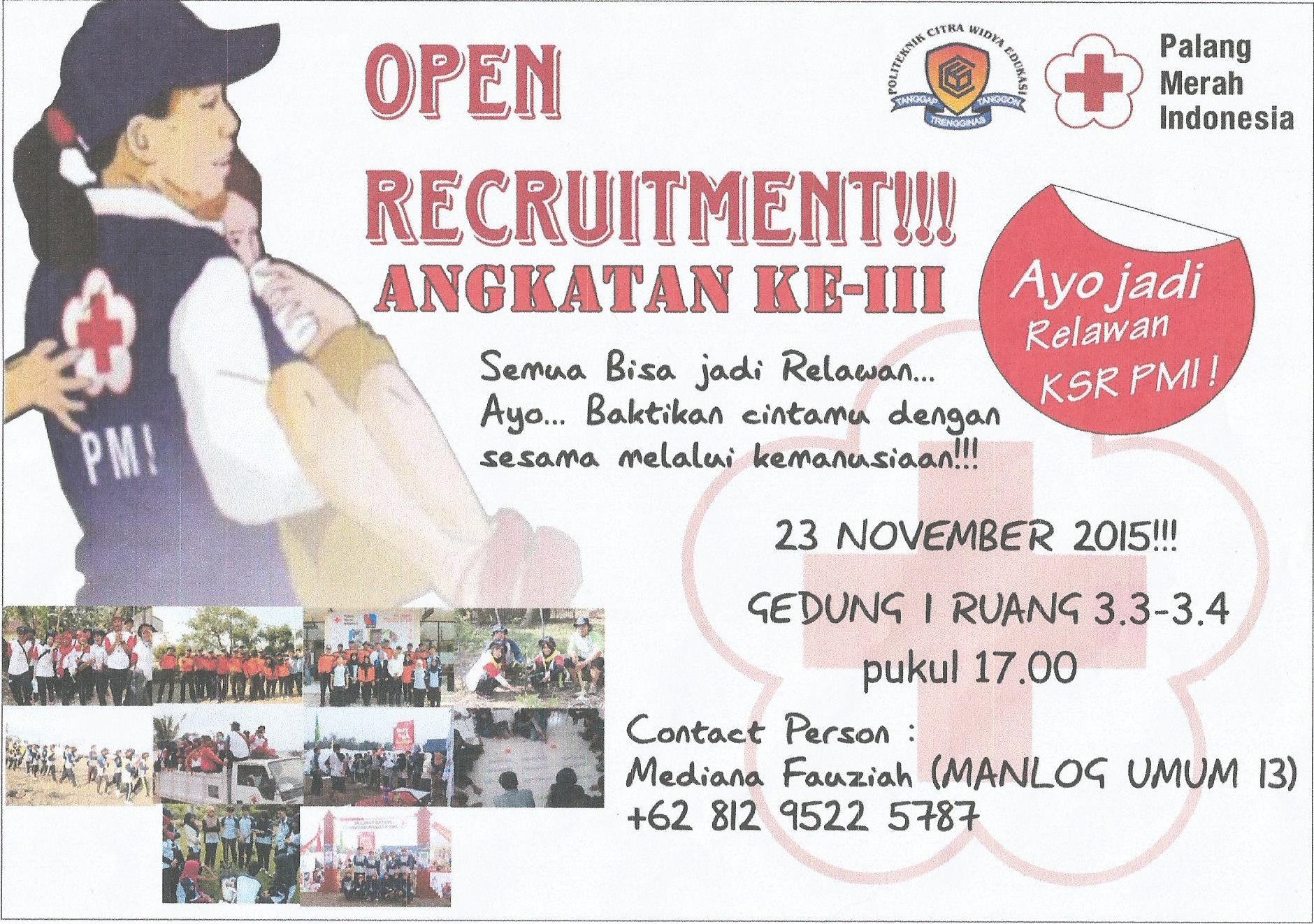 Open Recruitment UKM KSR PMI Politeknik Kelapa Sawit Citra Widya