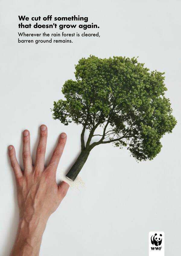 Analisis Semiotika Iklan Wwf Rainforest We Cut Off Something That Doesn T Grow Again Halaman All Kompasiana Com