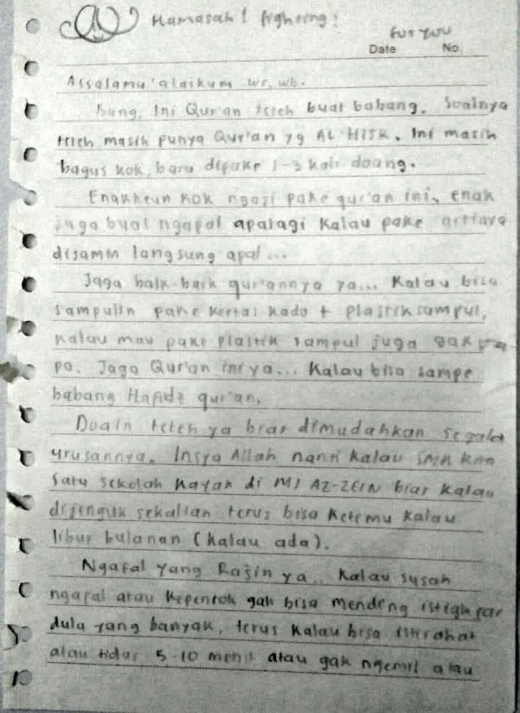 Surat Kakak Kepada Adiknya Agar Hafal Alquran Halaman All
