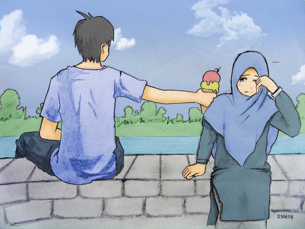 80 Koleksi Gambar Kartun Muslim Romantis HD