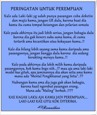 Perempuan Yang Baik Itu Tidak Merebut Dan Merusak Kebahagiaan