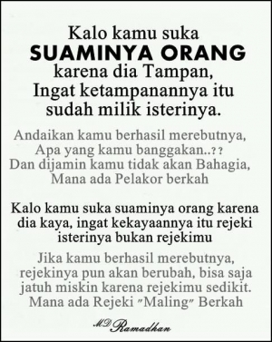 Jangan Jadi Perempuan Murahan Yang Merebut Suami Orang