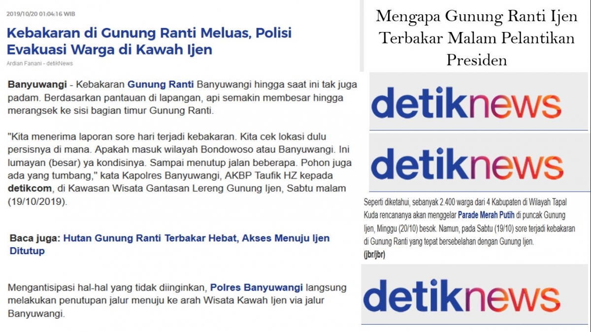 Mengapa Gunung Ranti Ijen Terbakar Malam Pelantikan Presiden Mengapa Gunung Ranti Ijen Terbakar Malam Pelantikan Presiden