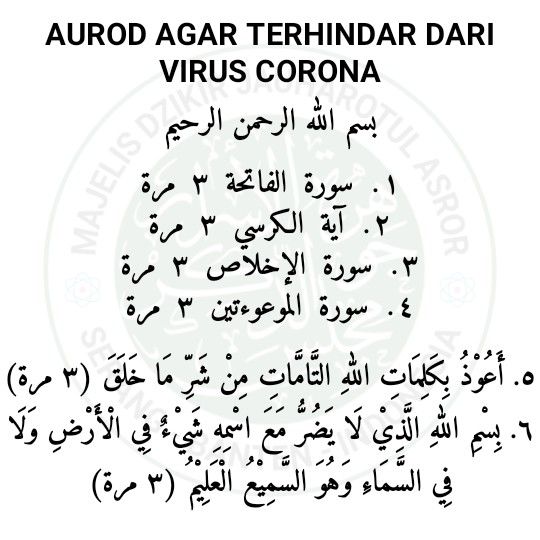 Wirid Terhindar Dari Virus Corona Kompasiana Com Do'a bismillahilladzi la yadhurru ma'asmihi syai'un fil ardhi wa la fis sama'i wa huas play download. wirid terhindar dari virus corona