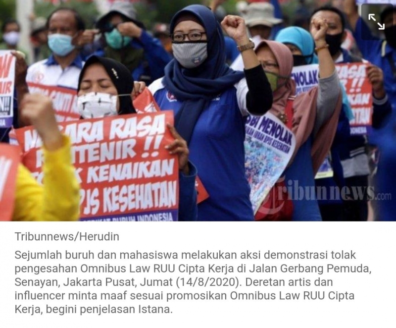 Mahasiswa Buruh Demo Artis Influencer Minta Maaf Omnibus Law Ruu Cipta Kerja Jalan Terus Halaman All Kompasiana Com