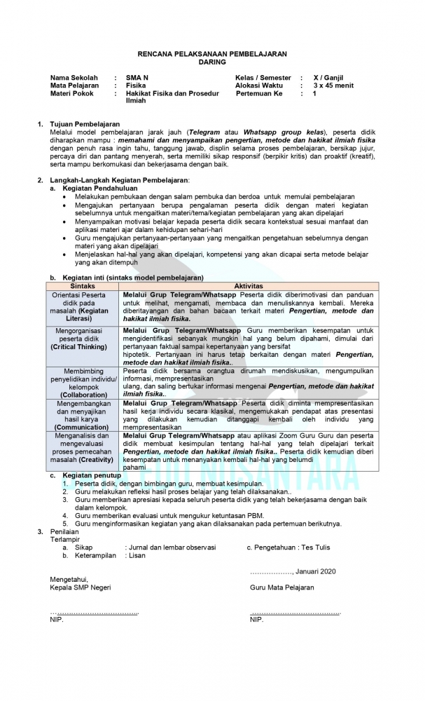 RPP Daring Fisika SMA - Kompasiana.com