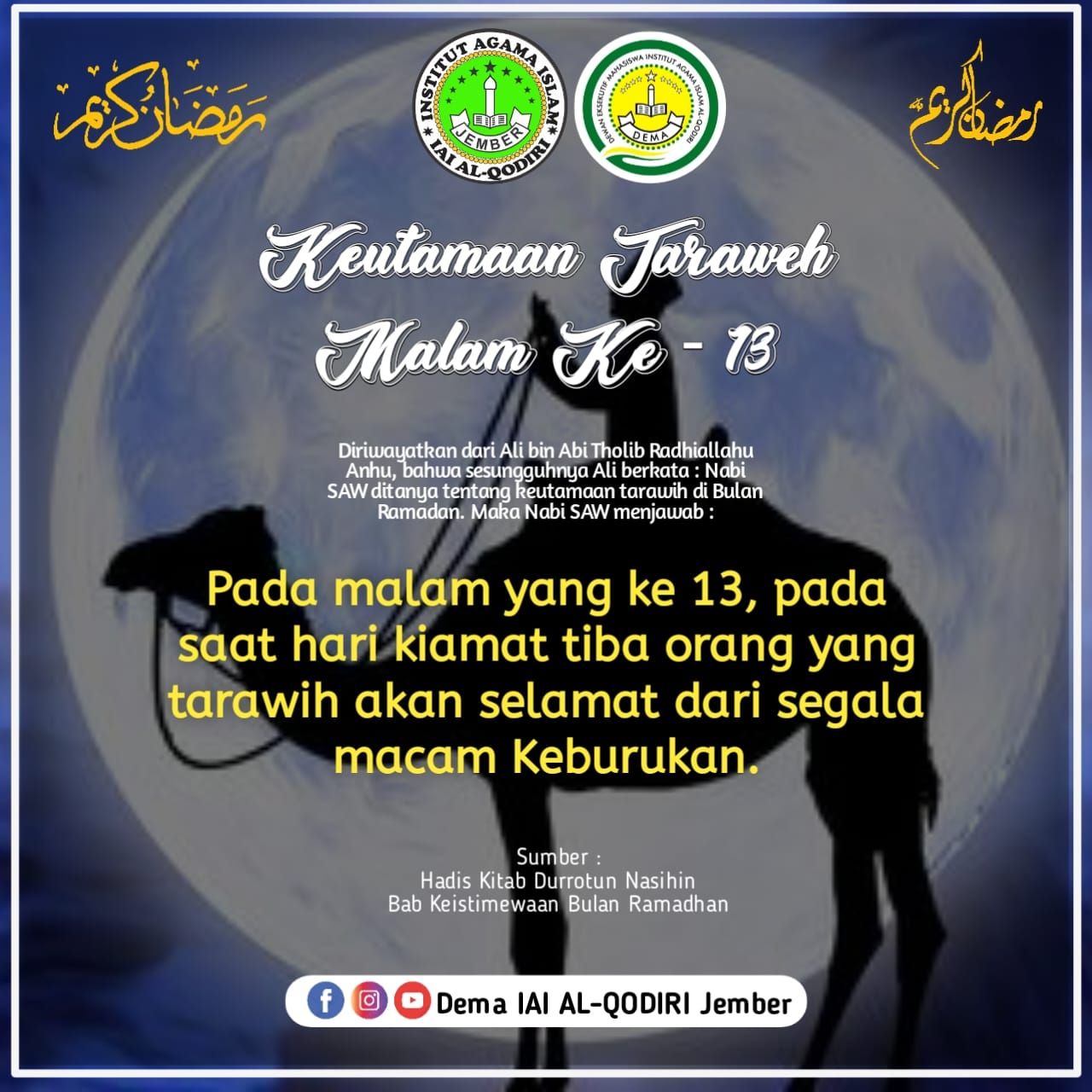 Fadhilah Shalat Tarawih Malam 13 Ramadhan Kareem Kompasiana Com