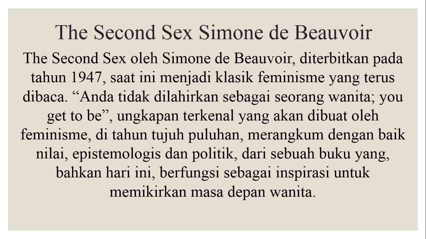 Apa Itu The Second Sex? Halaman 1 - Kompasiana.com