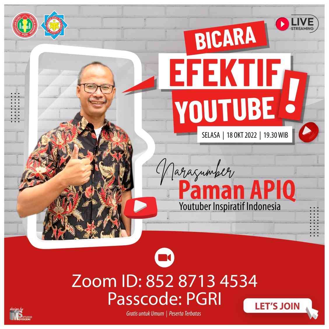 Bicara Efektif Di Youtube Bersama Paman Apiq Halaman 1 - Kompasiana.com