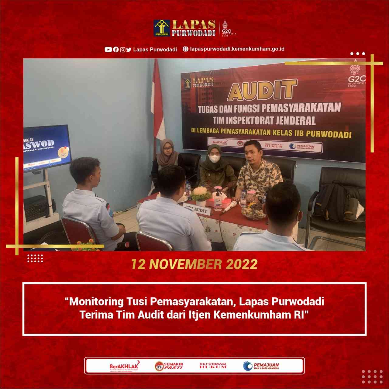 Monitoring Tusi Pemasyarakatan, Lapas Purwodadi Terima Audit Dari Itjen ...