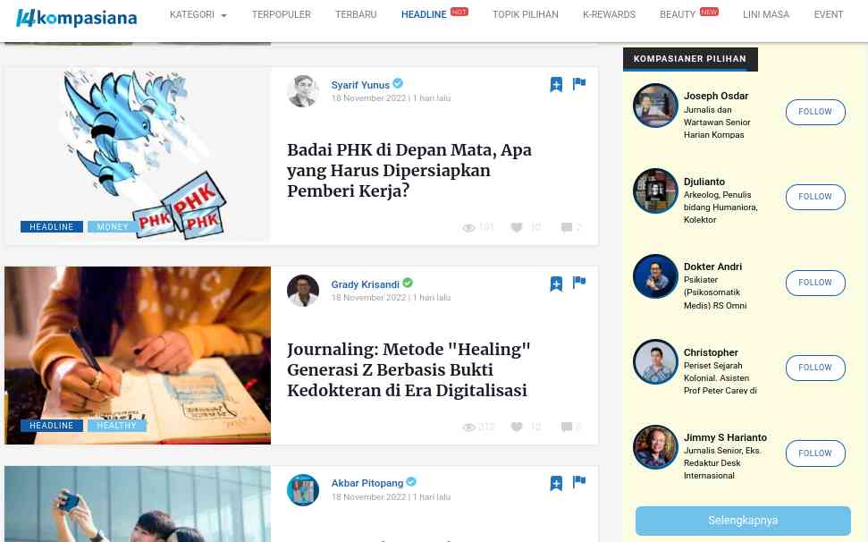 Dear Sahabat Kompasianers, Beri Aku 1 Komentar Maka Kubalas 2x Lipatnya ...