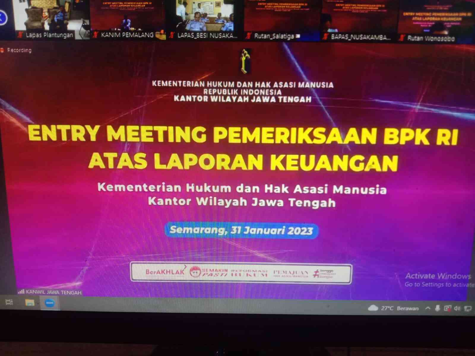 Lapas Klaten Ikuti Kegiatan Entry Meeting Pemeriksaan BPK RI Atas ...