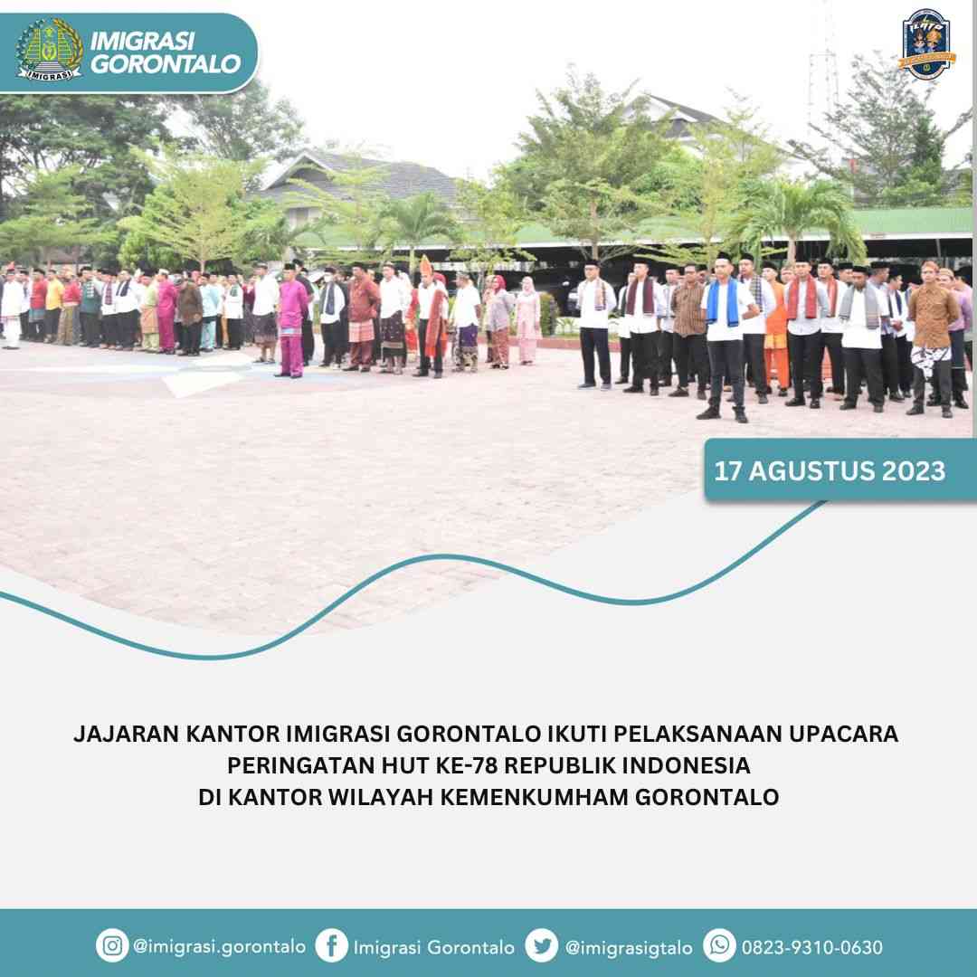 Jajaran Kantor Imigrasi Gorontalo Ikuti Upacara Peringatan HUT Ke-78 RI ...