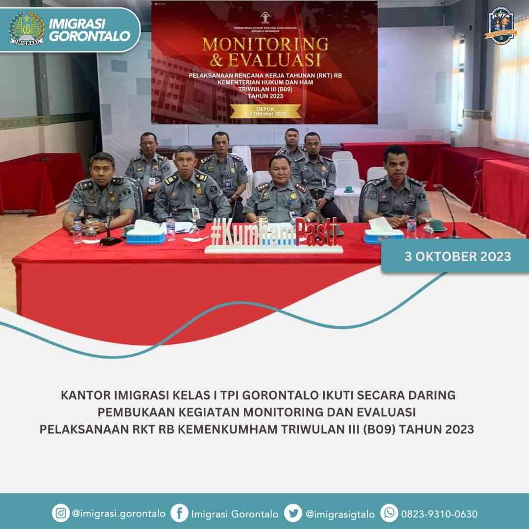 Kantor Imigrasi Gorontalo Ikuti Secara Daring Pembukaan Kegiatan Monev ...