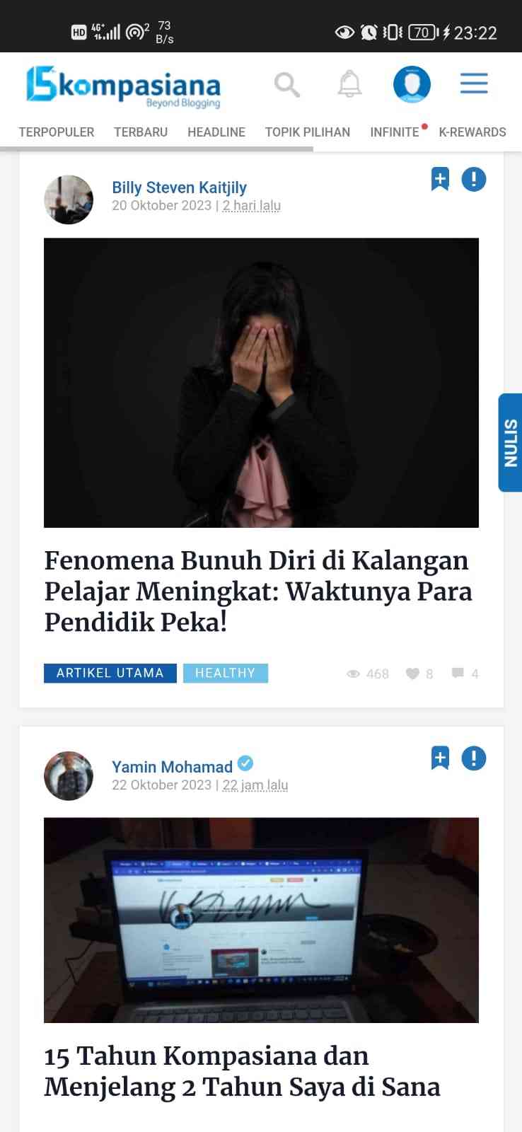 Tulisan Ke-30: Momen Tulisan Saya Masuk Kategori Artikel Utama Di ...