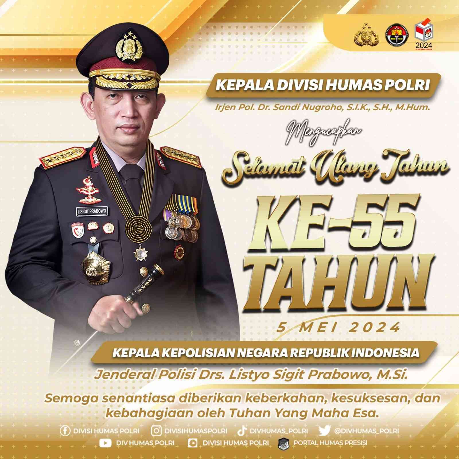 Kadiv Humas Polri Beri Ucapan Selamat Ulang Tahun Kapolri Yang Ke-55 ...