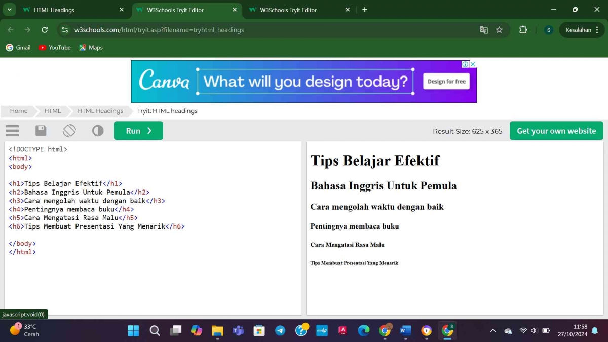 Penggunaan Database HTML Pada W3School Halaman 1 - Kompasiana.com
