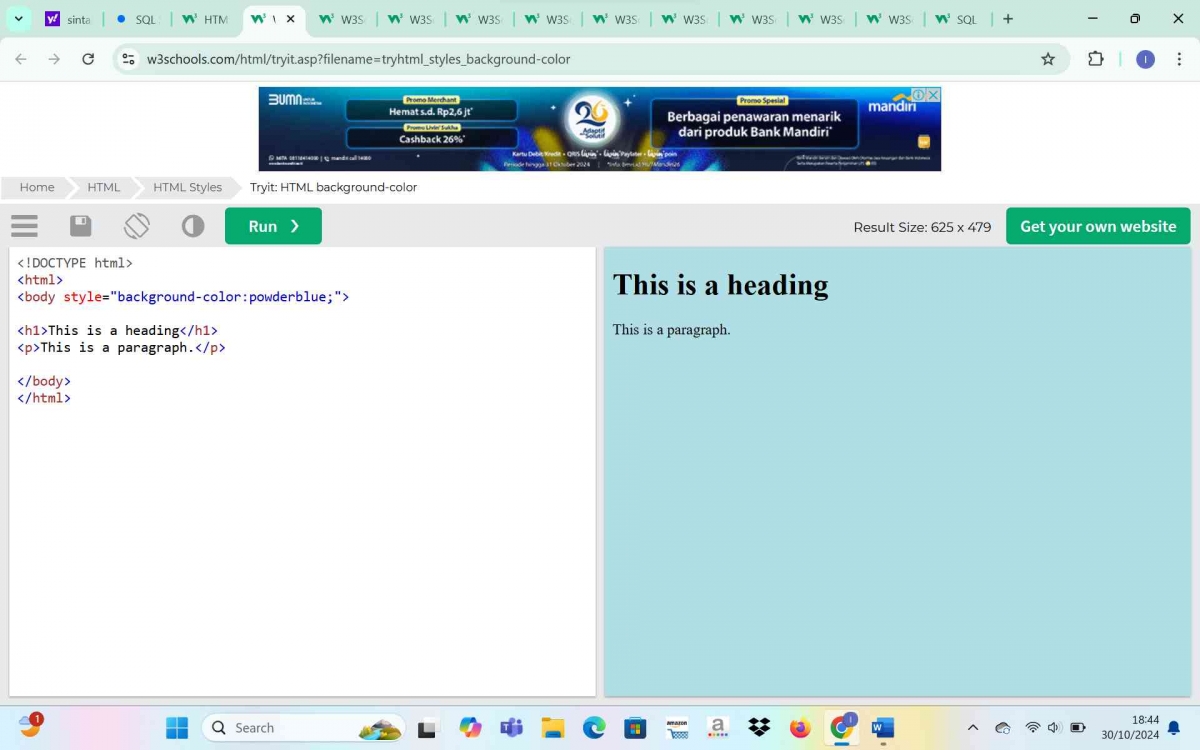 Cara Menggunakan HTML Styles dan HTML Colors Pada W3schools Halaman 1 ...