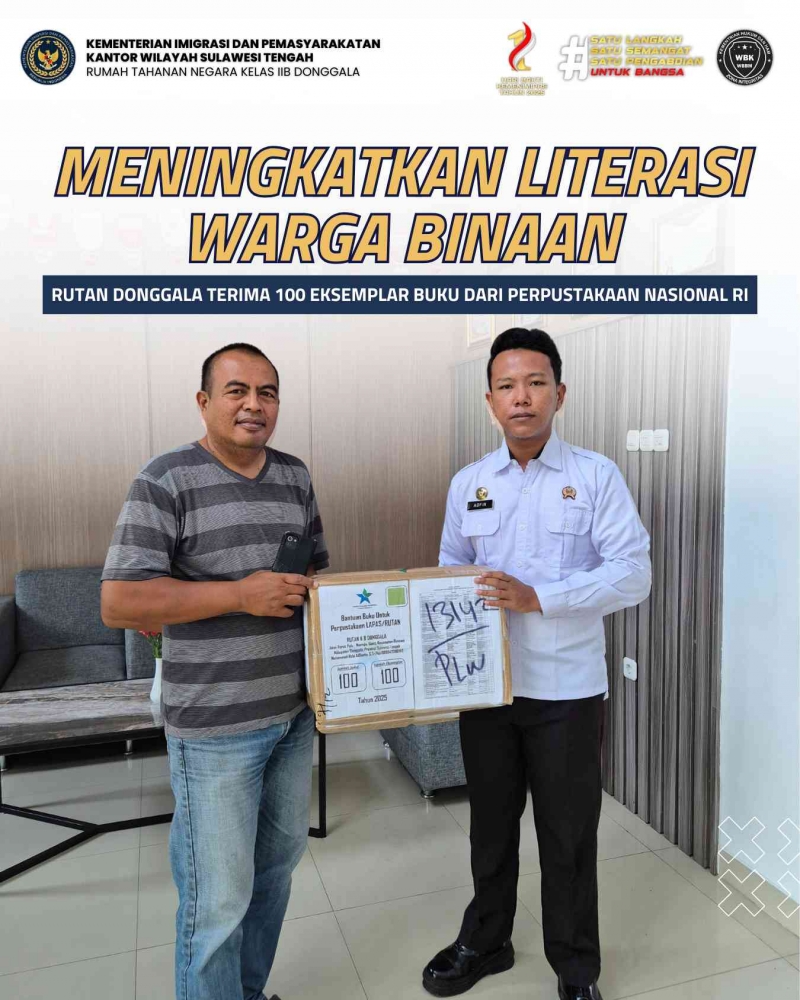 Meningkatkan Literasi Warga Binaan, Rutan Donggala Terima 100 Eksemplar ...