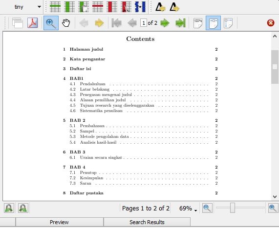 Contoh Pembuatan Daftar Isi Menggunakan Aplikasi Latex