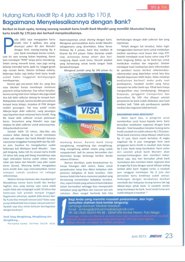 Hutang Kartu Kredit Rp4 Juta Jadi Rp170 Juta Bagaimana