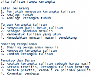 Jika Tulisan Tanpa Kerangka Kompasiana Com