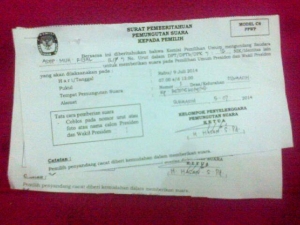 Surat Pemberitahuan Pemungutan Suara Telah Diterima