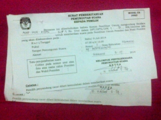 Surat Pemberitahuan Pemungutan Suara Telah Diterima