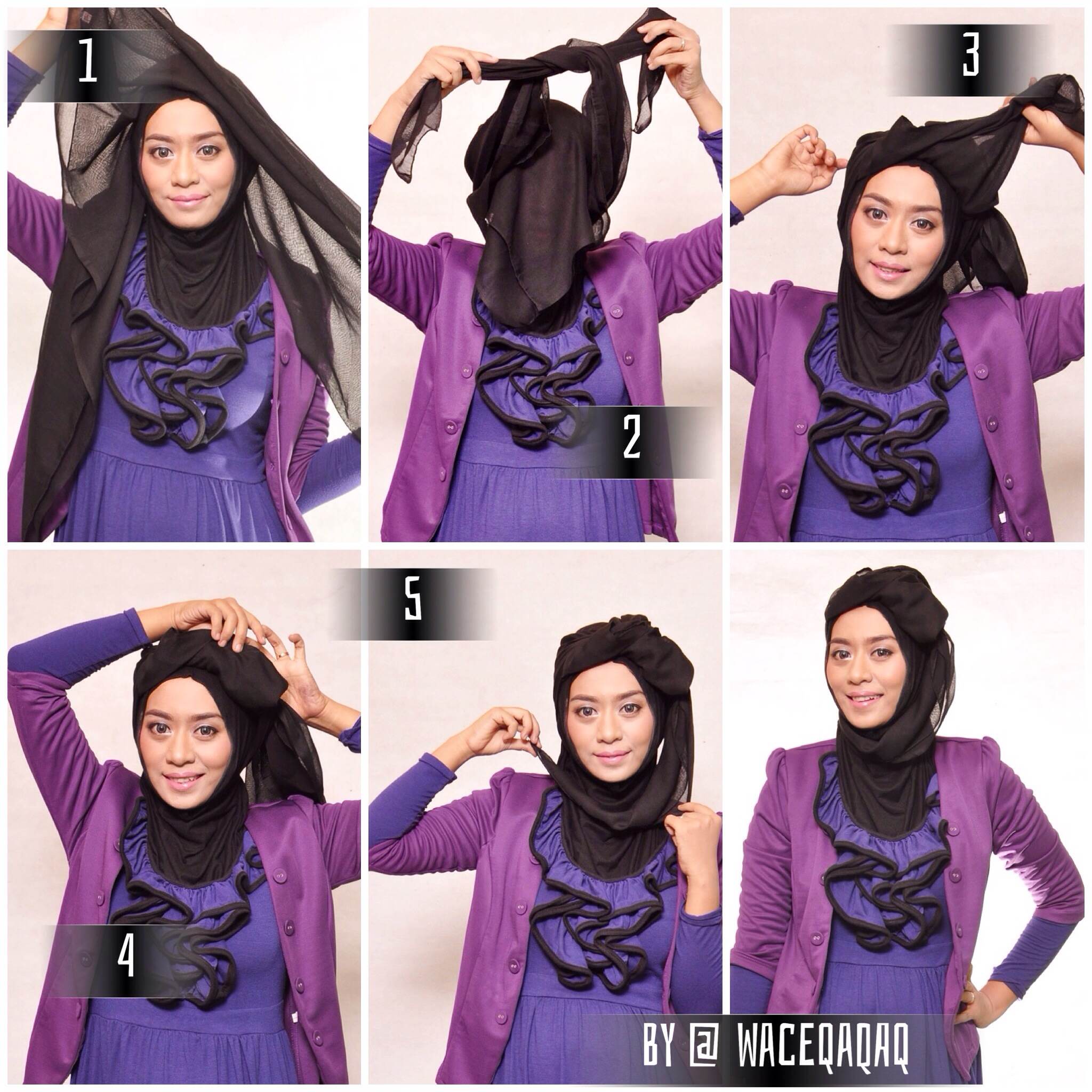 5 Langkah Tutorial Hijab Praktis Segi Empat Oleh Vindy Harfrida