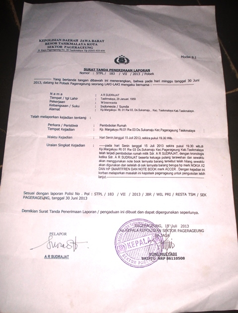 pics Surat Laporan Kepolisian sikap polisi terhadap laporan anak